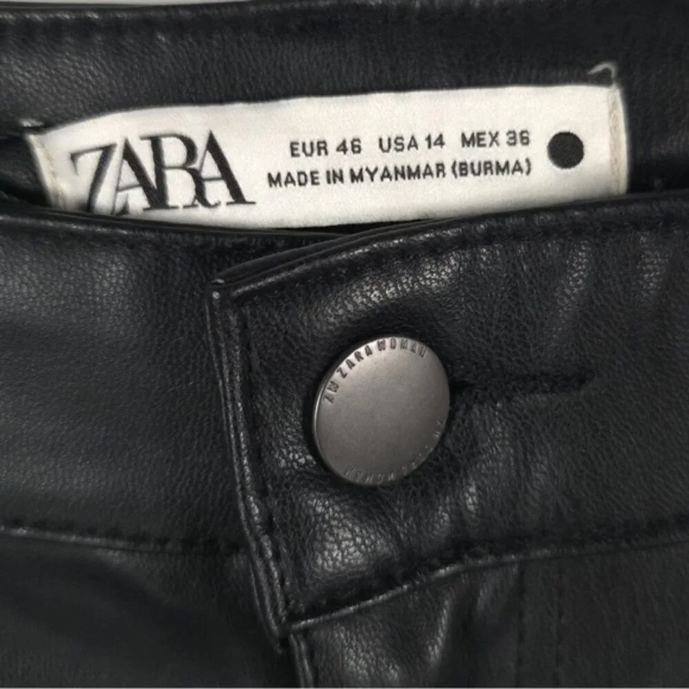 NWT ZARA FAUX LEATHER 90’s WIDE LEG‎ Pants High Waist 2969/245/800 Size 14